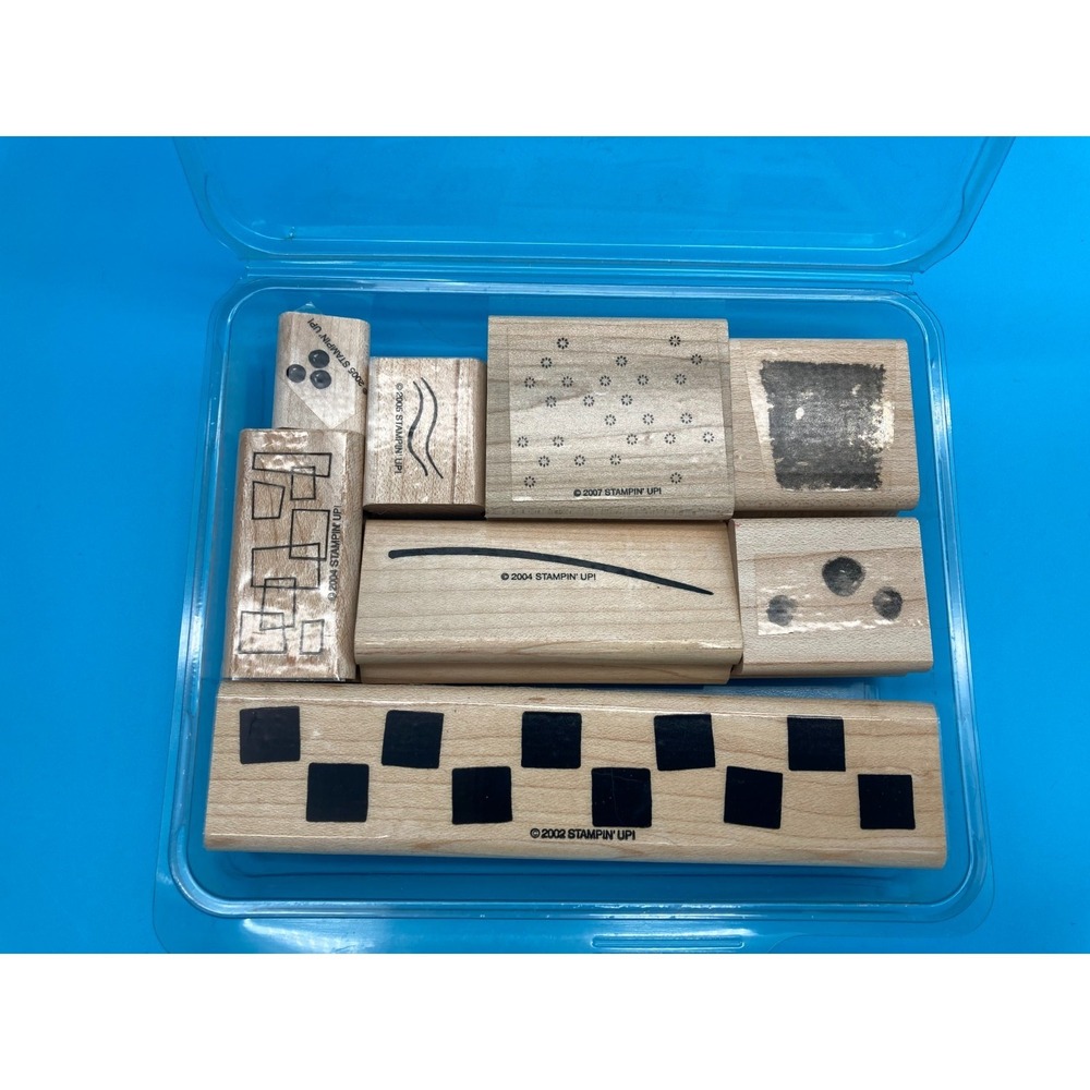 8-Piece Stampin' Up! (mostly) Wood Block Stamp Set - Abstract & Geometric